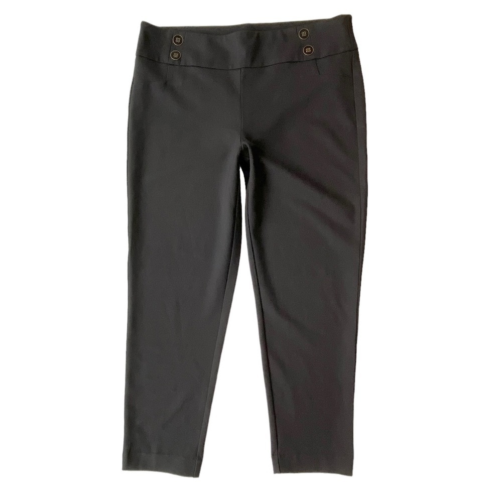 Nanette Lepore Button Front Trouser Pants Size Large Black Pull On Sailor